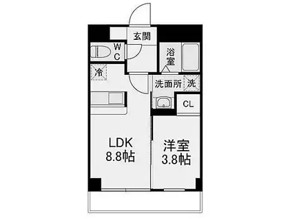 ラフィナート南明大寺(1LDK/2階)の間取り写真