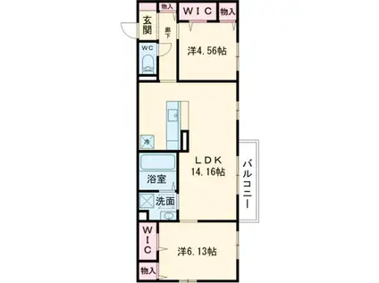 エーデル自由丘III(2LDK/2階)の間取り写真