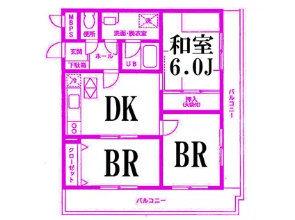 ダイアパレス三渓園第2(3DK/2階)の間取り写真