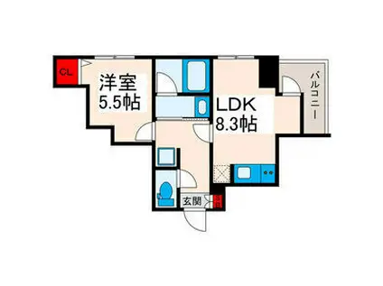 GRANPASEO西日暮里(1LDK/5階)の間取り写真