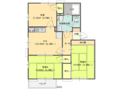 ラフォーレ常見6(3DK/2階)の間取り写真