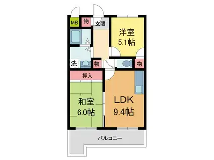 アルカディア宝塚(2LDK/2階)の間取り写真