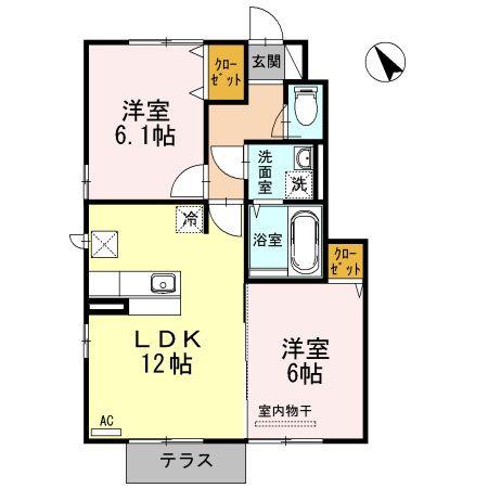 D-ROOM白石(2LDK/1階)の間取り写真