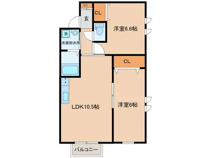 クレアフォーチュン鶴ケ谷(2LDK/1階)の間取り写真