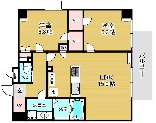 LEGALANDABENO SANMEICHO(2LDK/7階)の間取り写真