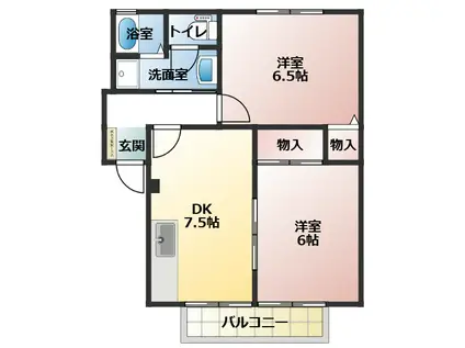 パストラル・ドルフIV(2DK/1階)の間取り写真