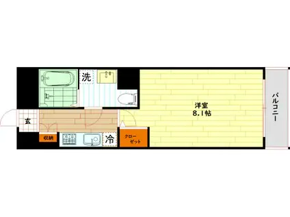 グラマシー京橋(1K/7階)の間取り写真