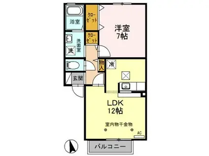 プレアデス・コートD(1LDK/1階)の間取り写真
