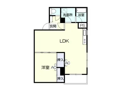 花澤ビル(1LDK/4階)の間取り写真