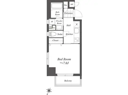 グランデュオ二子多摩川(1K/6階)の間取り写真