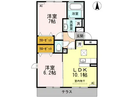 シャン・ドゥダン・パトリ(2LDK/1階)の間取り写真