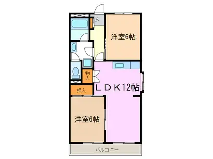 サニーハイツKITO(2LDK/3階)の間取り写真