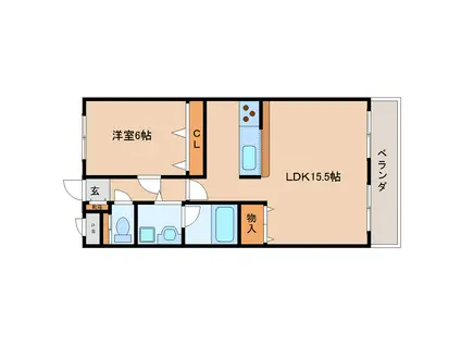 アドレ参番館(1LDK/4階)の間取り写真