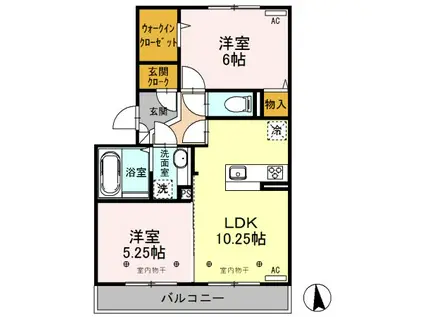 ボヌールメゾン(2LDK/1階)の間取り写真