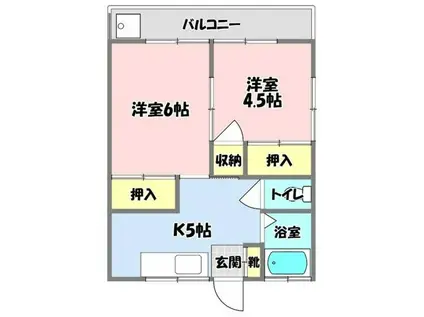 シャクナゲ荘(2K/1階)の間取り写真