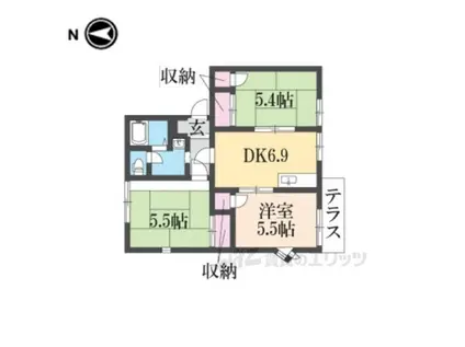 タウニー鴻池(3DK/2階)の間取り写真