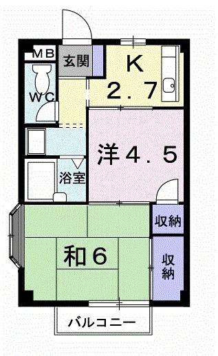 ファミールIII(2K/2階)の間取り写真