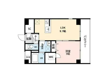 パーク万代マリーナコート(1LDK/3階)の間取り写真