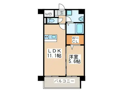 ラフレシーサ医大通(1LDK/1階)の間取り写真