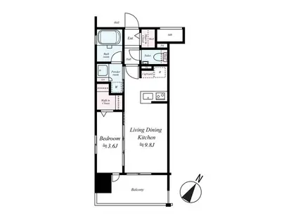 オープンレジデンシア博多駅南(1LDK/2階)の間取り写真