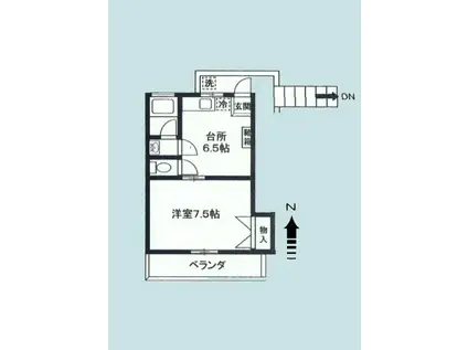 コーポ吉田(1DK/2階)の間取り写真