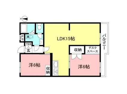 ルミエール狛江(2LDK/1階)の間取り写真