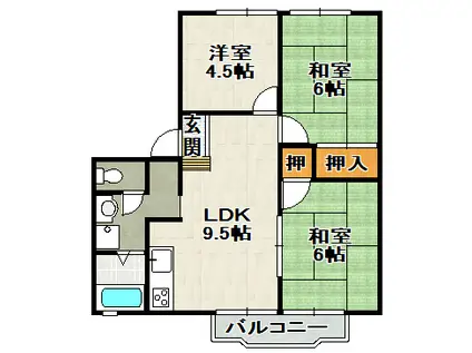 グランドタウンI(3LDK/2階)の間取り写真