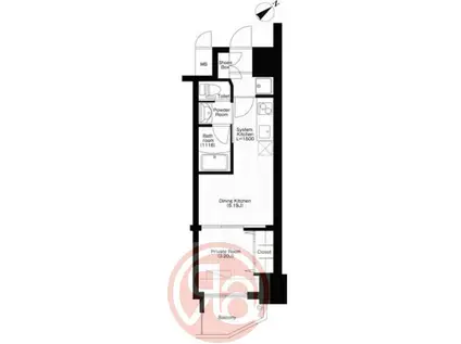 弁天町プライマリーワン(1DK/3階)の間取り写真