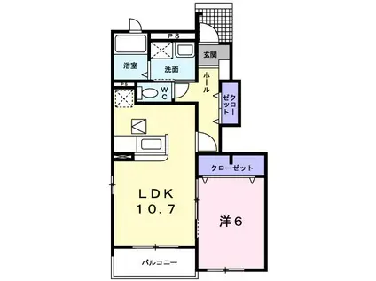 グラン エスパス(1LDK/1階)の間取り写真