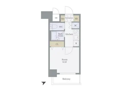 ドルチェ芝浦・ディマーレ(1K/4階)の間取り写真