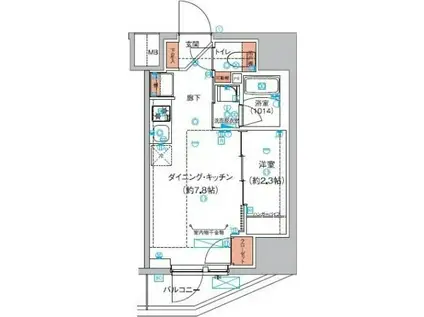 ハーモニーレジデンス巣鴨山手インサイド(1DK/7階)の間取り写真