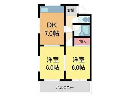 ジョンメゾン小浜(2DK/3階)の間取り写真