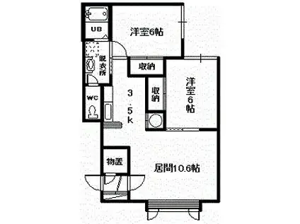 ベラーノ A棟(2LDK/1階)の間取り写真