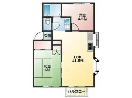 センティア園(2LDK/1階)の間取り写真