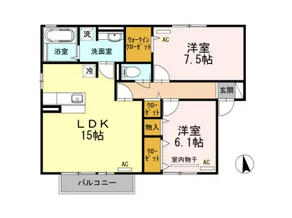 アーデリア(2LDK/2階)の間取り写真
