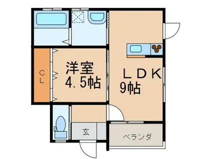 クラウンハイツ吹屋町(1LDK/1階)の間取り写真