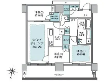 プラウドタワー目黒MARC(2SLDK/29階)の間取り写真