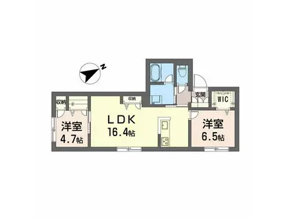 カーサ・アチェロ(2LDK/1階)の間取り写真