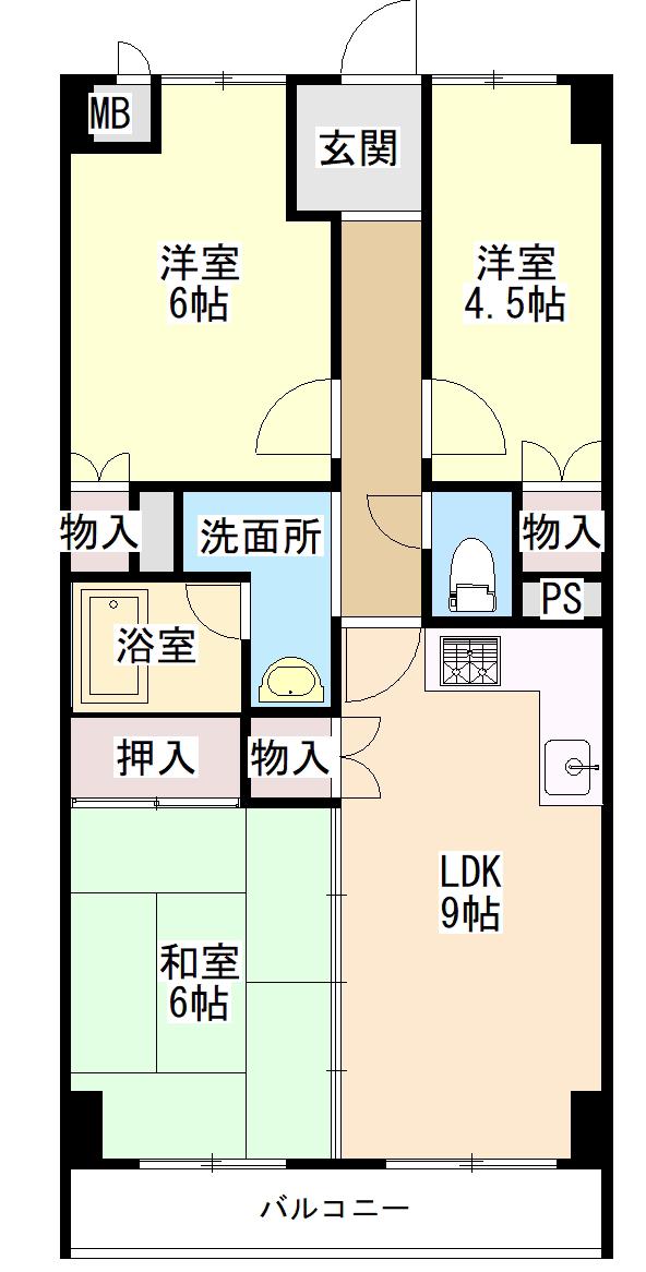 プローブ羽衣(3LDK/1階)の間取り写真