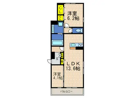 NTRエステート中山手通(2LDK/2階)の間取り写真