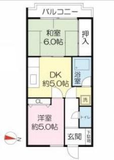 フローレンス西宮I(2DK/2階)の間取り写真