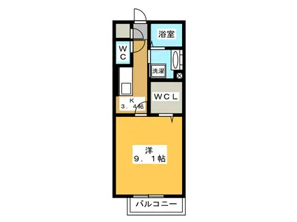 クレイドル那加 A棟(1K/1階)の間取り写真