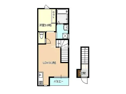 PETIT SOLEIL II(1LDK/2階)の間取り写真