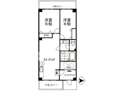 浅井第5ビル(2LDK/8階)の間取り写真