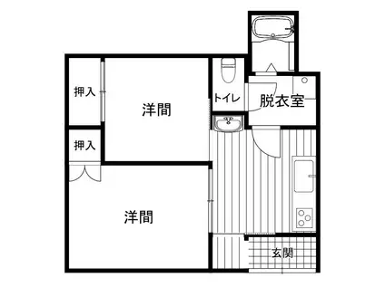 田中ハイツ(2DK/1階)の間取り写真