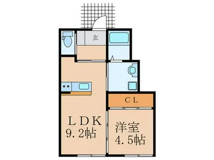 SKY FIRST YUKUHASHI B(1LDK/1階)の間取り写真