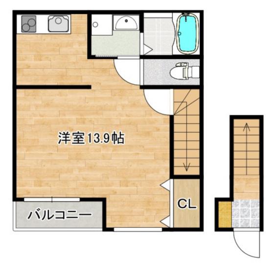 エスポワールT VIII(ワンルーム/2階)の間取り写真