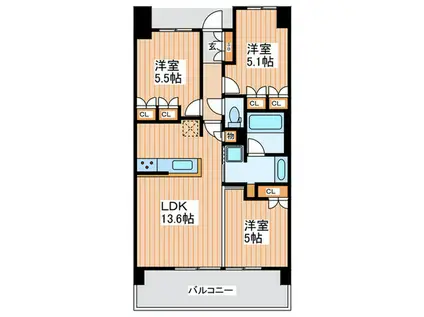 パークホームズLALA門真(3LDK/4階)の間取り写真