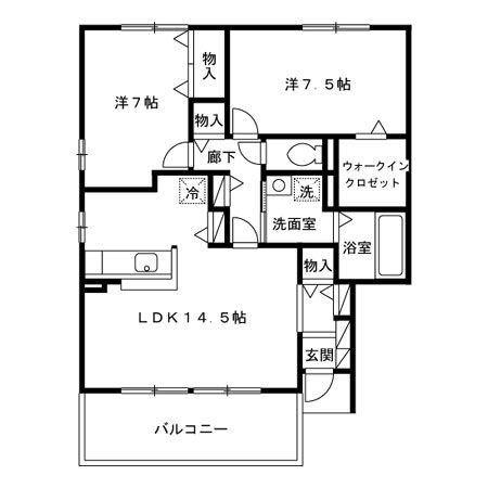 エスポワールB(2LDK/2階)の間取り写真