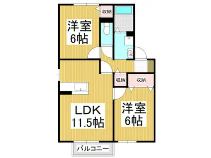グランビューききょうB棟(2LDK/1階)の間取り写真